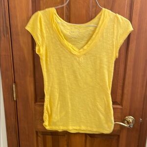 INC International Concepts Yellow Short Sleeve V-Neck Top